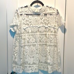 HAYDEN White Lace Short Sleeve Summer Top - Large - Excellent Condition